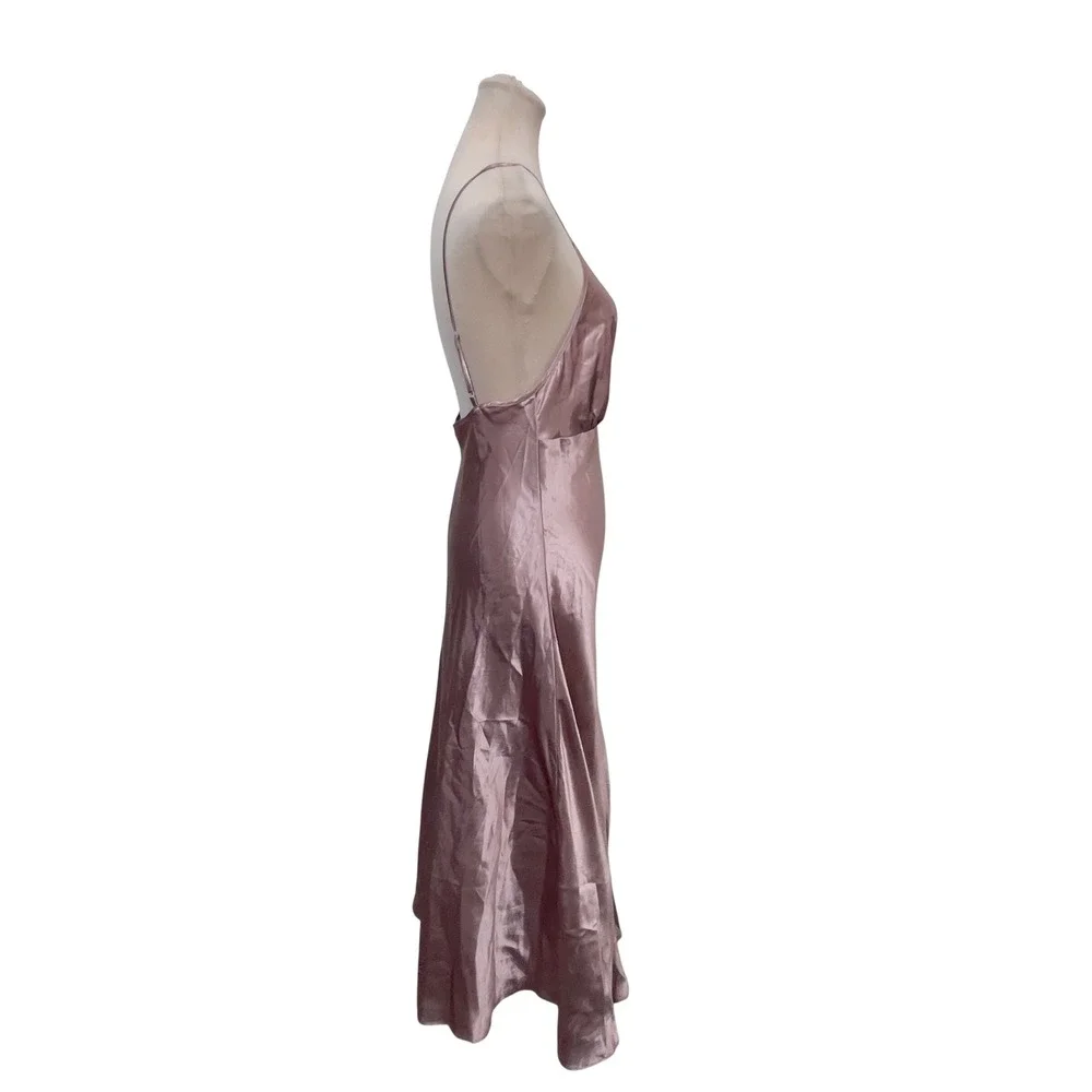 Vanity‎ Fair Women Satin Slip Dress Medium Rose Pink Midi Nightgown Romantic